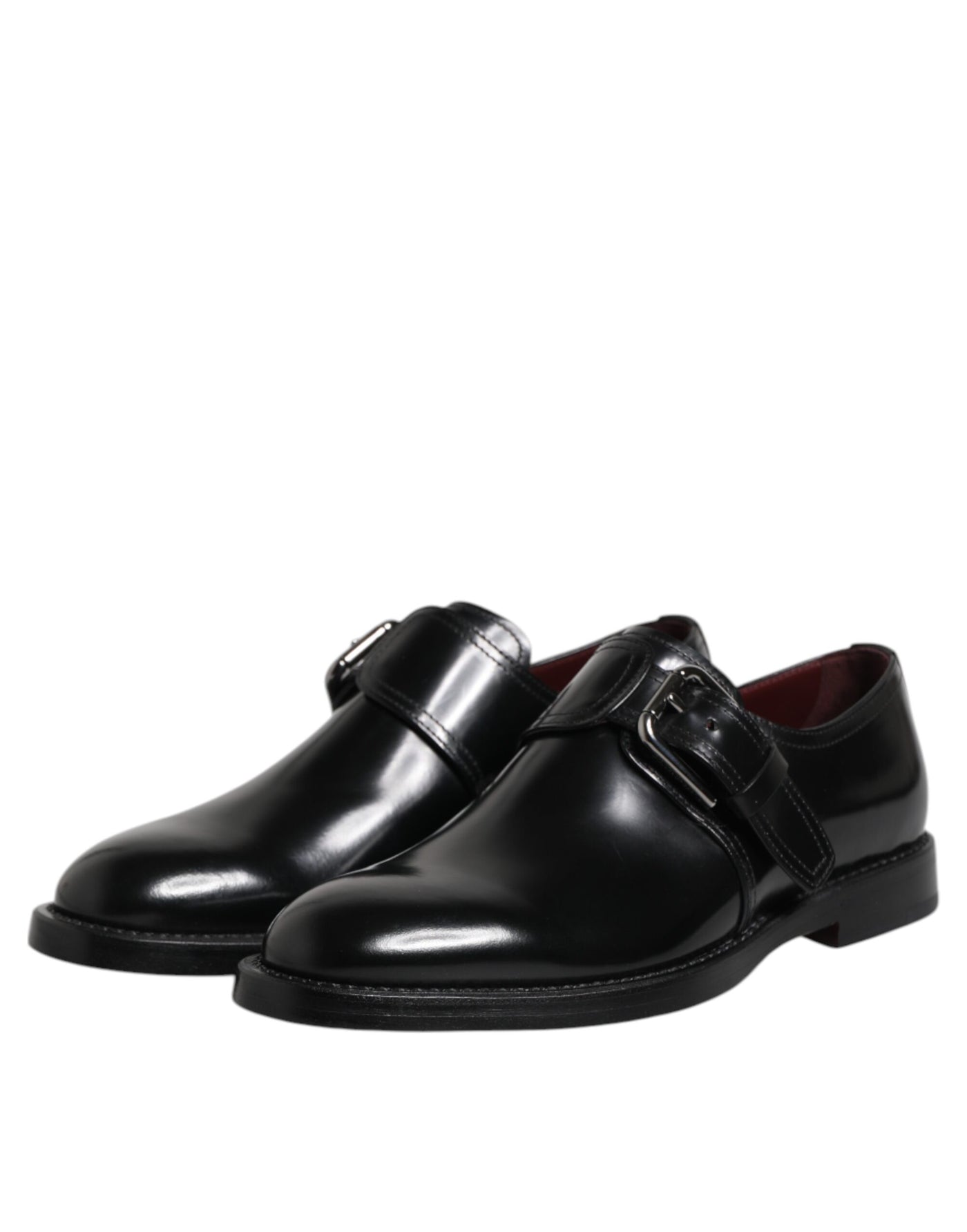 Dolce &amp; Gabbana Zwarte Leren Monk Strap Derby Formele Schoenen