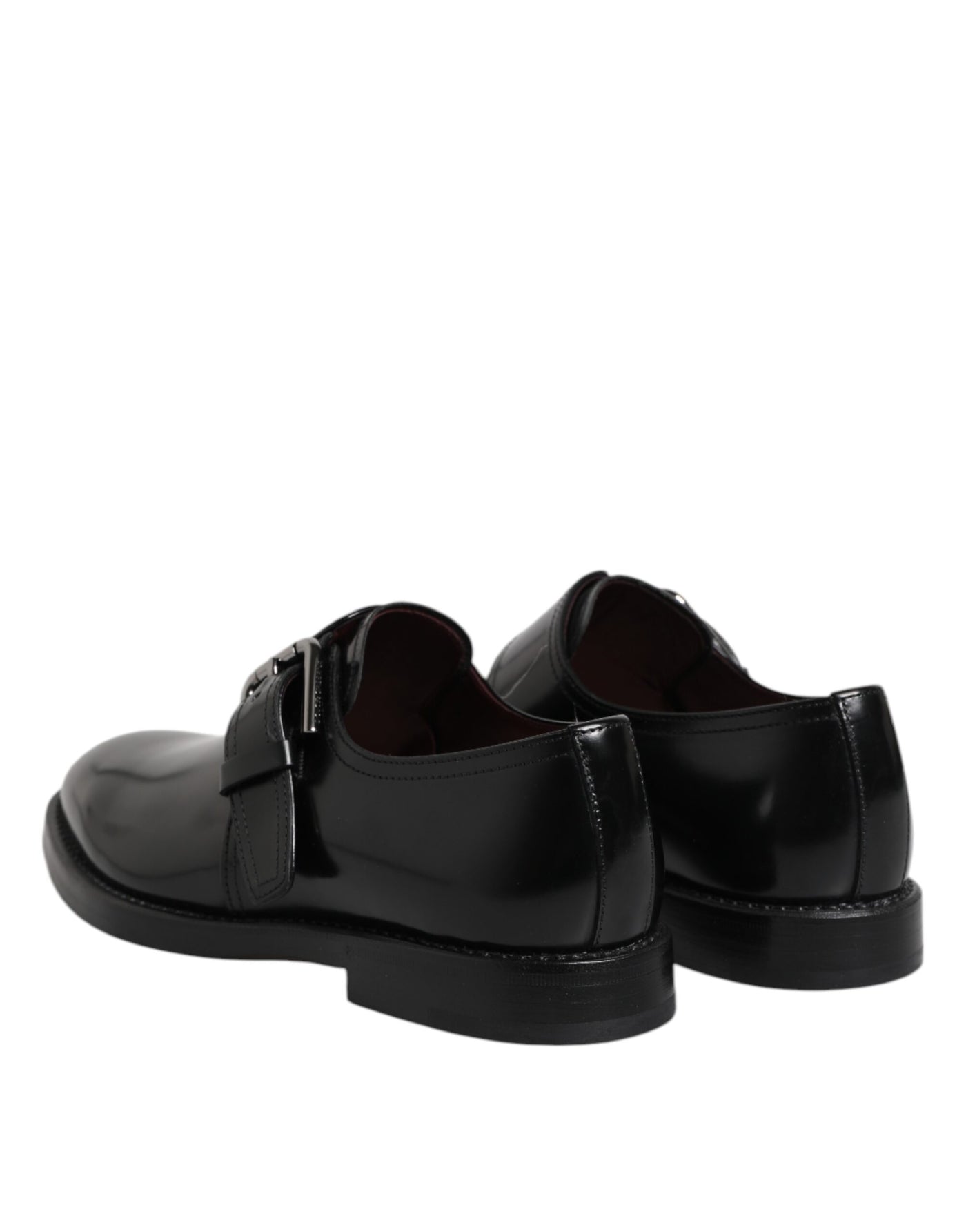 Dolce &amp; Gabbana Zwarte Leren Monk Strap Derby Formele Schoenen