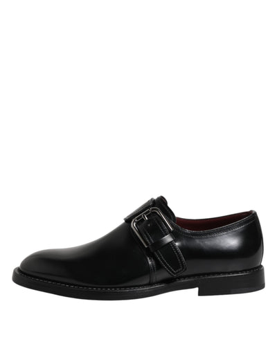 Dolce &amp; Gabbana Zwarte Leren Monk Strap Derby Formele Schoenen