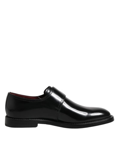 Dolce &amp; Gabbana Zwarte Leren Monk Strap Derby Formele Schoenen
