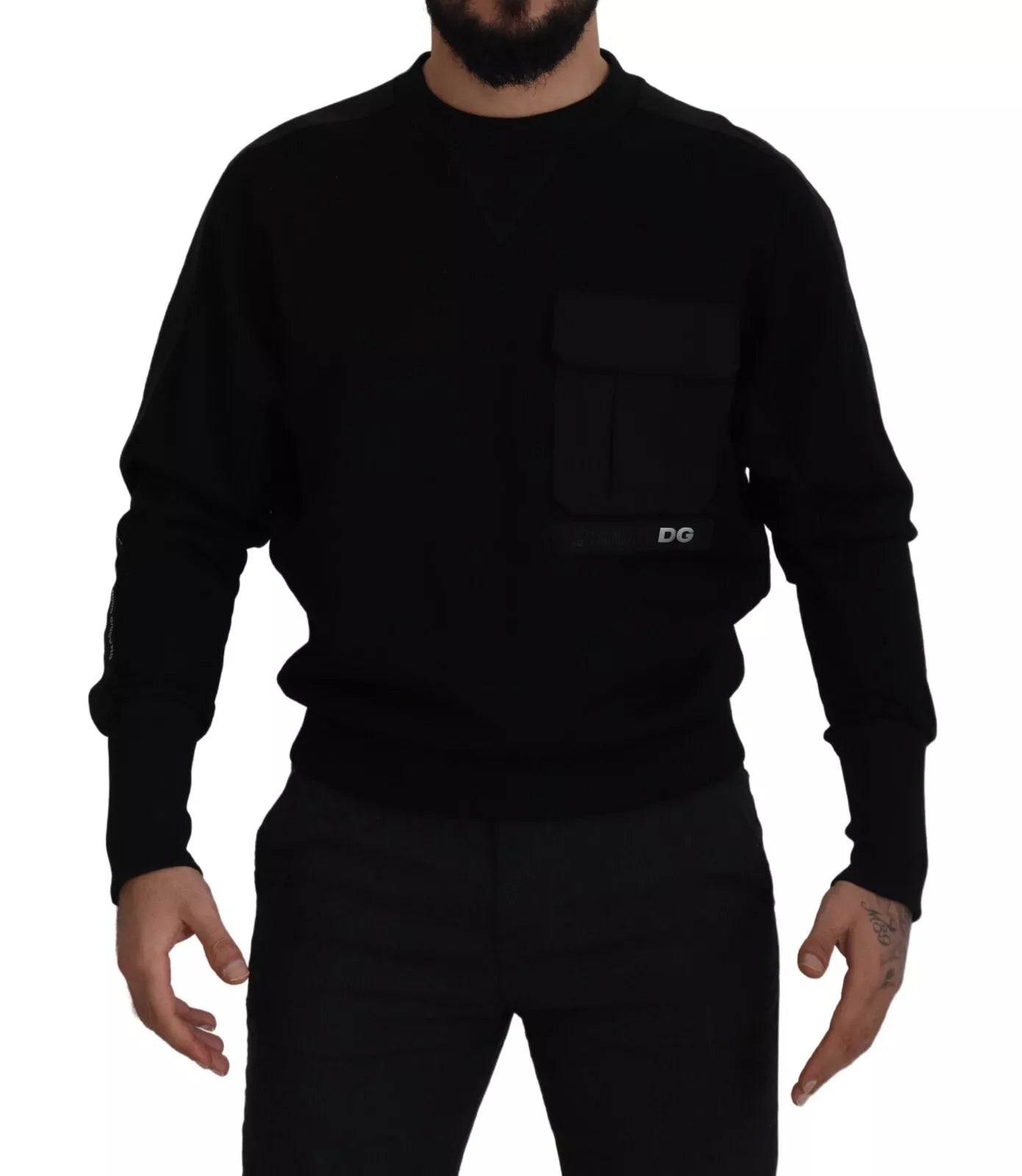 Pull ras du cou en coton noir Dolce &amp; Gabbana