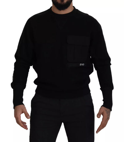 Pull ras du cou en coton noir Dolce &amp; Gabbana