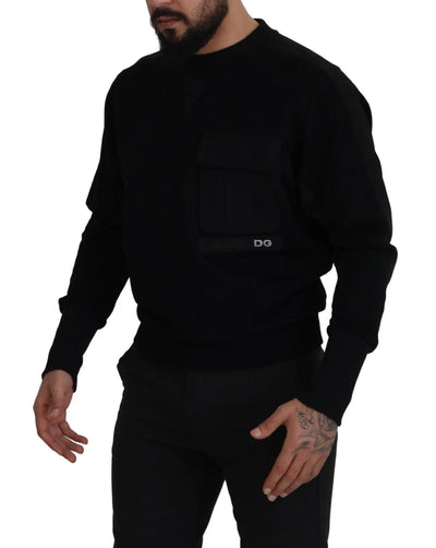 Pull ras du cou en coton noir Dolce &amp; Gabbana