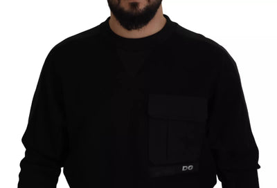 Pull ras du cou en coton noir Dolce &amp; Gabbana
