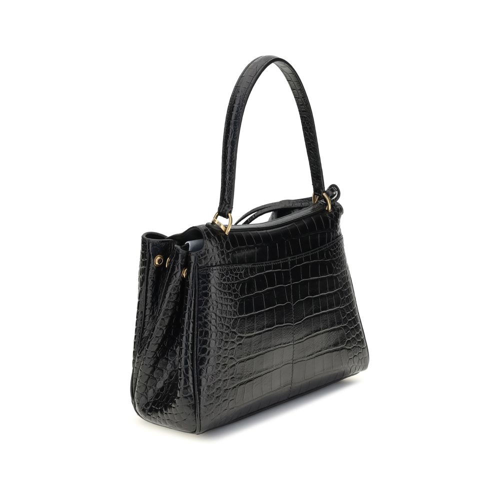 Sac à bandoulière Balenciaga Rodeo en cuir imprimé crocodile