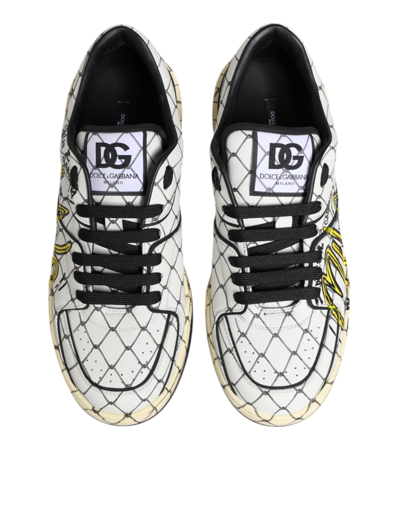 Dolce &amp; Gabbana Witte Logo Print Lage Top Heren Sneakers Schoenen