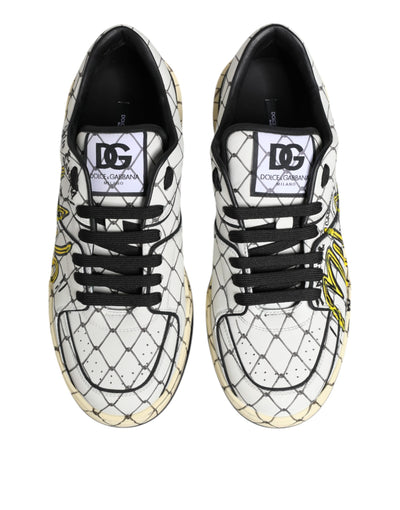 Dolce &amp; Gabbana Witte Logo Print Lage Top Heren Sneakers Schoenen