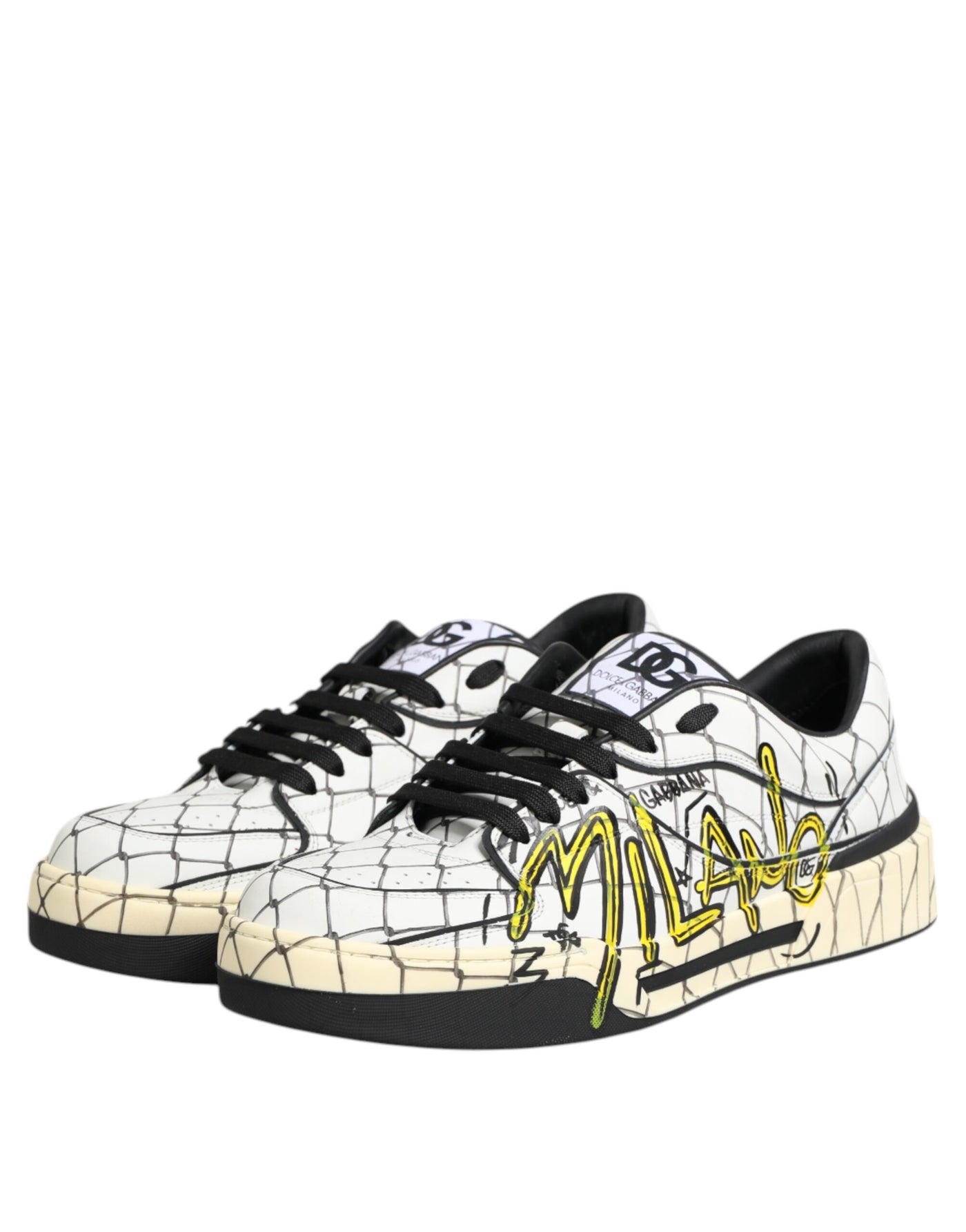Dolce &amp; Gabbana Witte Logo Print Lage Top Heren Sneakers Schoenen