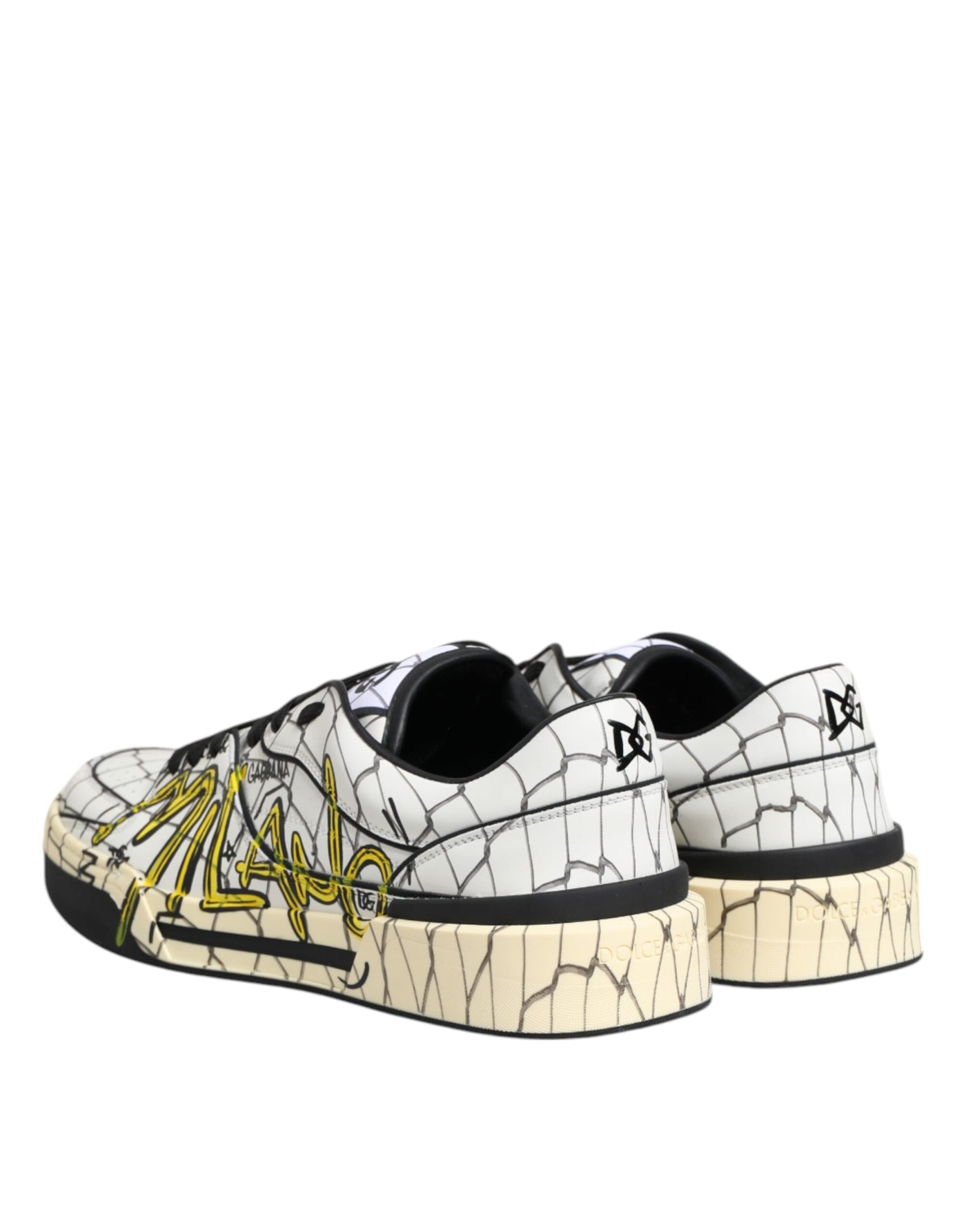 Dolce &amp; Gabbana Witte Logo Print Lage Top Heren Sneakers Schoenen