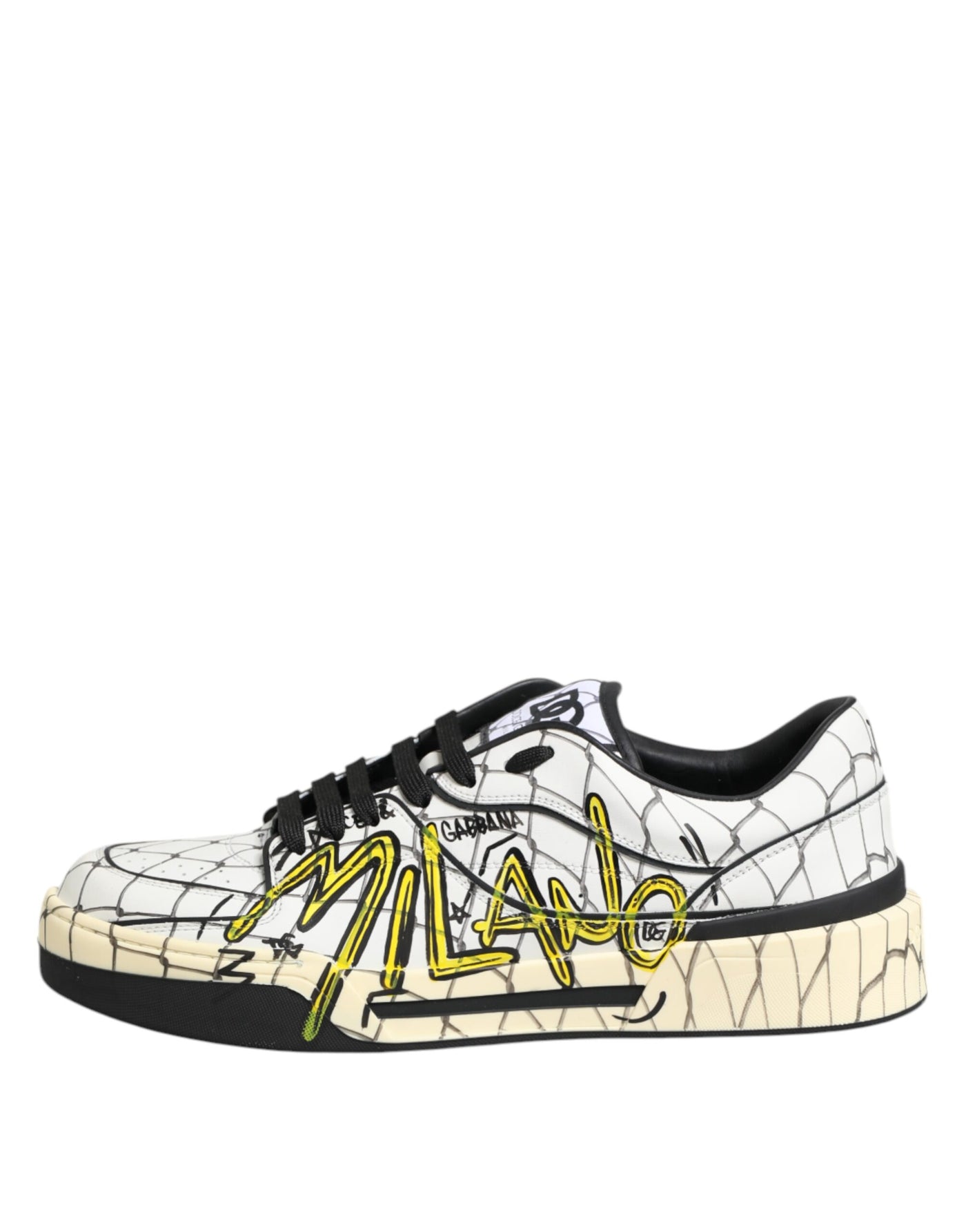 Dolce &amp; Gabbana Witte Logo Print Lage Top Heren Sneakers Schoenen