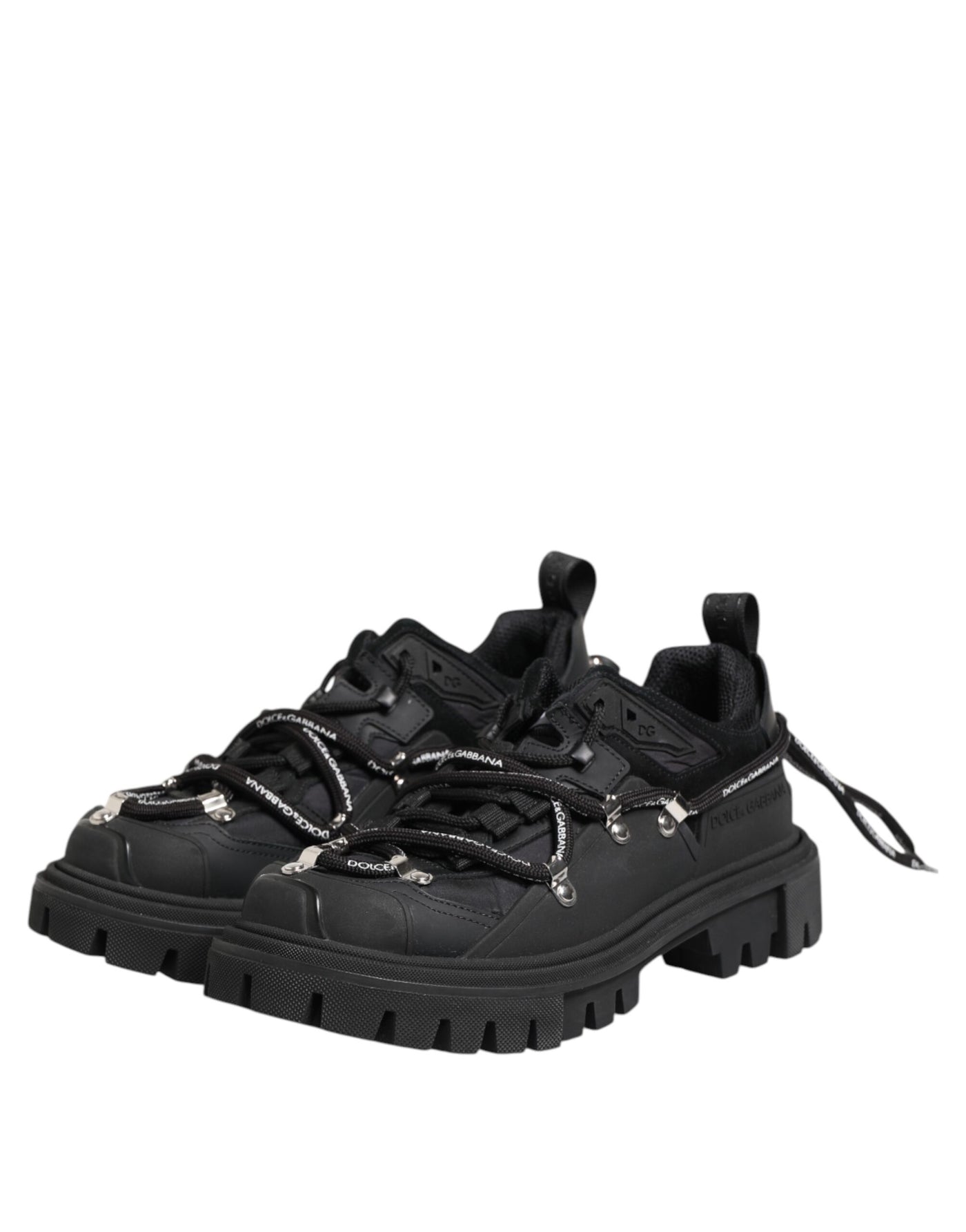 Dolce &amp; Gabbana Zwarte Lage Veterschoenen Trekking Sneakers