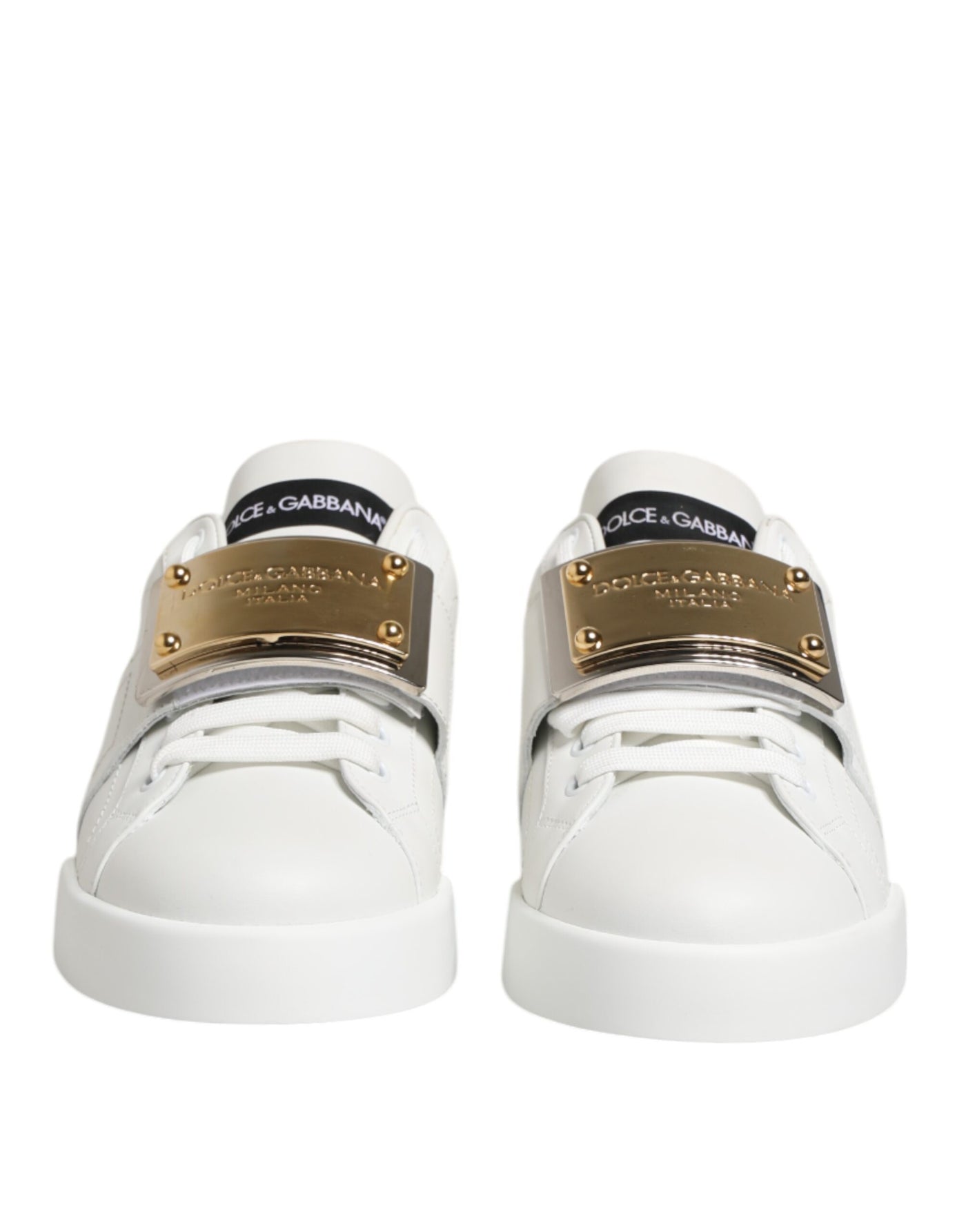Dolce &amp; Gabbana Witte Logo Plaque Lage Top Heren Sneakers Schoenen