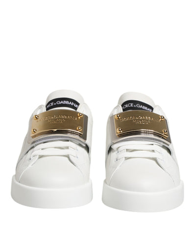 Dolce &amp; Gabbana Witte Logo Plaque Lage Top Heren Sneakers Schoenen