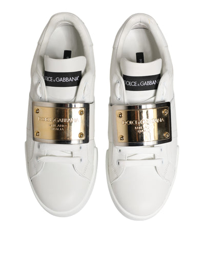 Dolce &amp; Gabbana Witte Logo Plaque Lage Top Heren Sneakers Schoenen