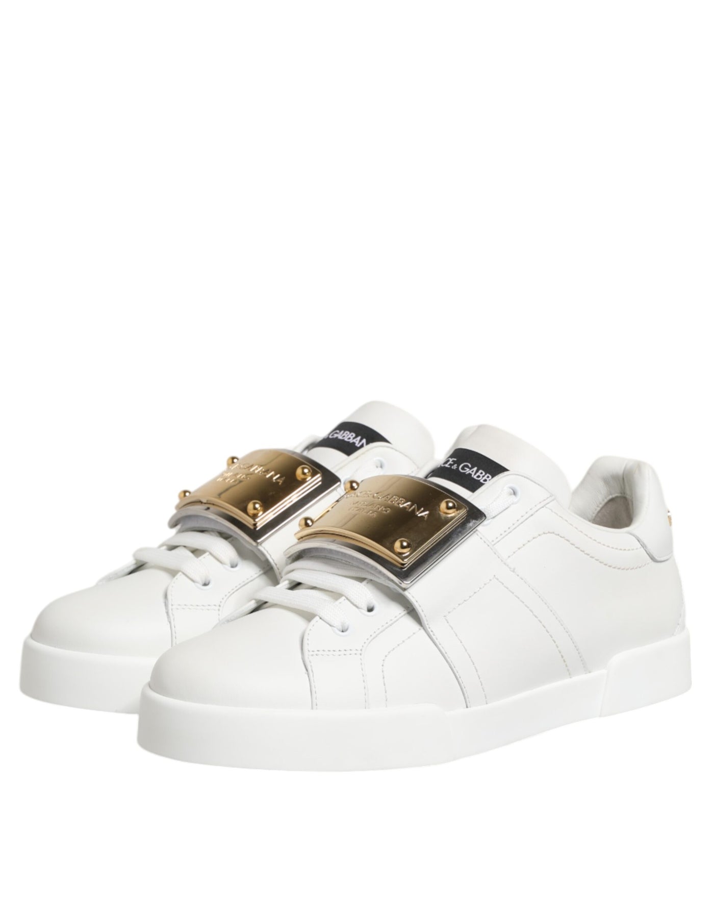 Dolce &amp; Gabbana Witte Logo Plaque Lage Top Heren Sneakers Schoenen