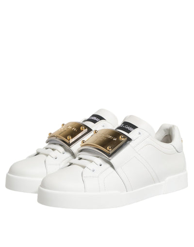 Dolce &amp; Gabbana Witte Logo Plaque Lage Top Heren Sneakers Schoenen