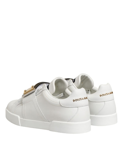 Dolce &amp; Gabbana Witte Logo Plaque Lage Top Heren Sneakers Schoenen
