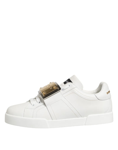 Dolce &amp; Gabbana Witte Logo Plaque Lage Top Heren Sneakers Schoenen
