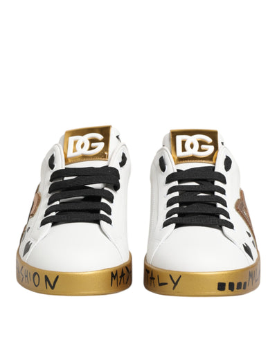Dolce &amp; Gabbana White Gold Crystal Portofino Sneakers Schoenen