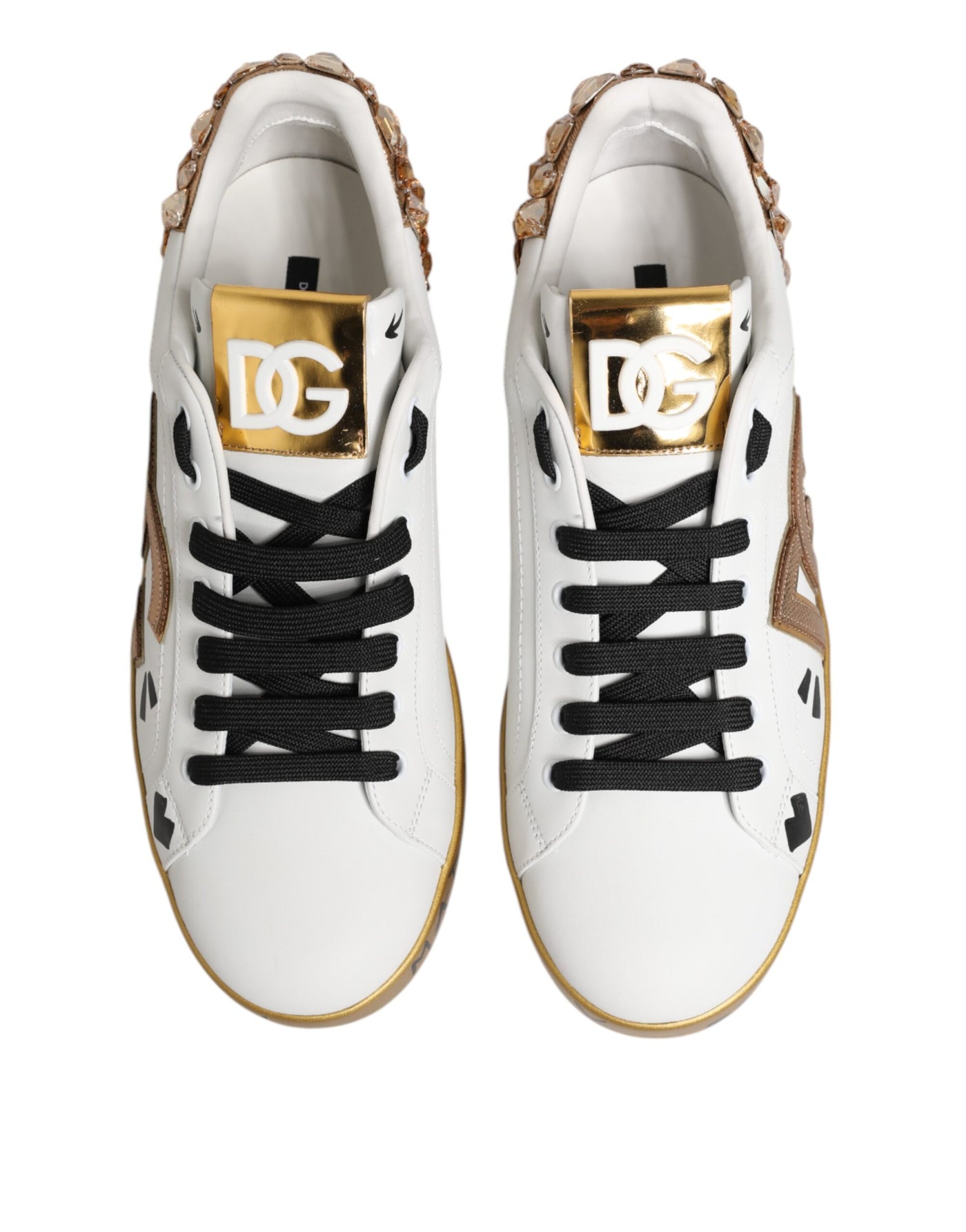 Dolce &amp; Gabbana White Gold Crystal Portofino Sneakers Schoenen