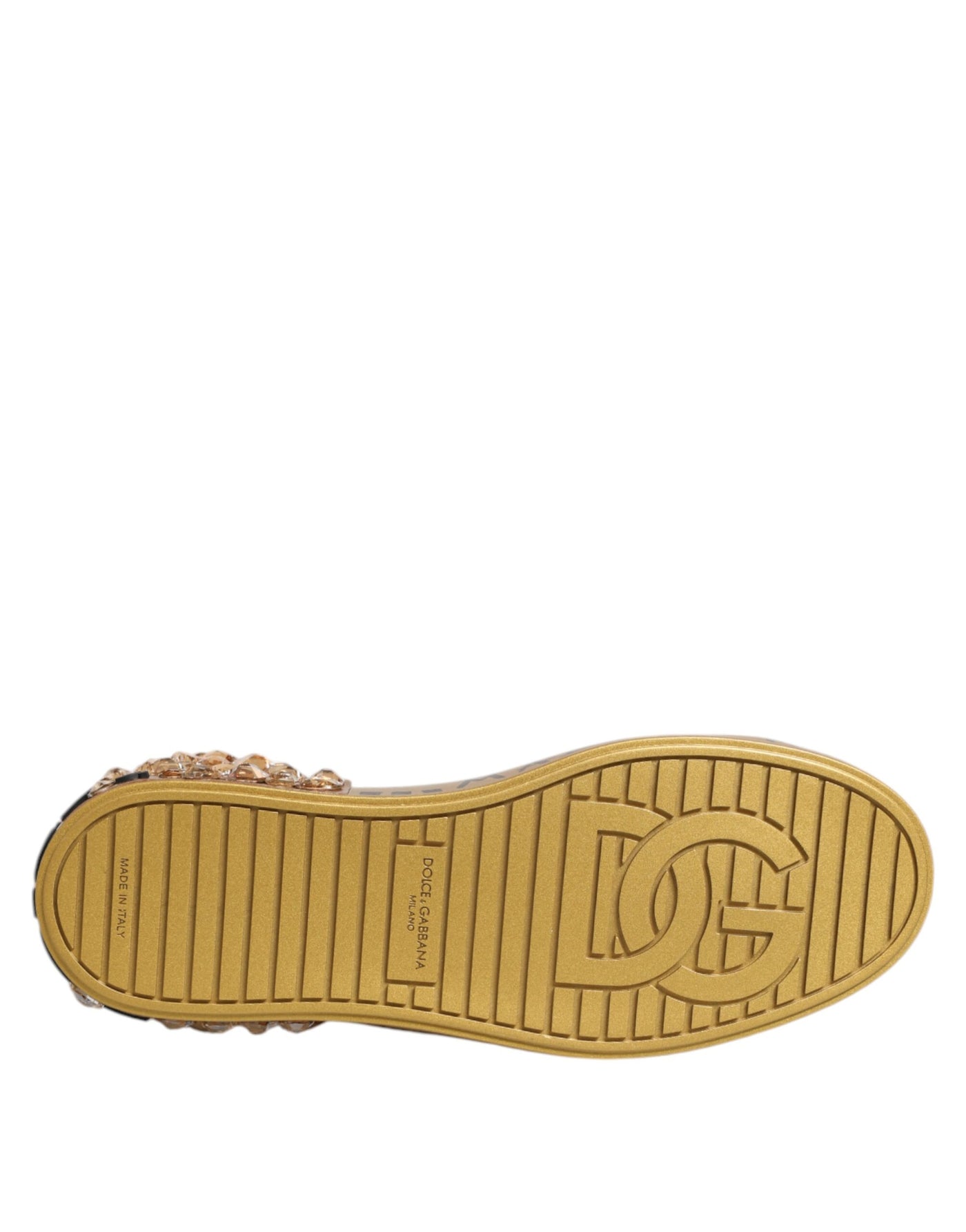 Dolce &amp; Gabbana White Gold Crystal Portofino Sneakers Schoenen