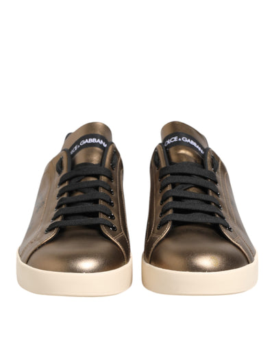 Dolce &amp; Gabbana Gold Portofino leren lage sneakers