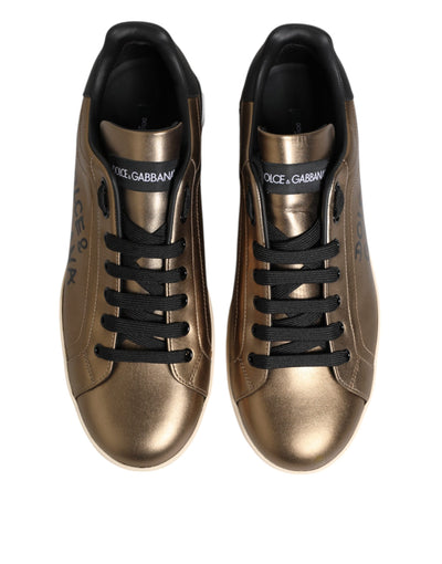 Dolce &amp; Gabbana Gold Portofino leren lage sneakers