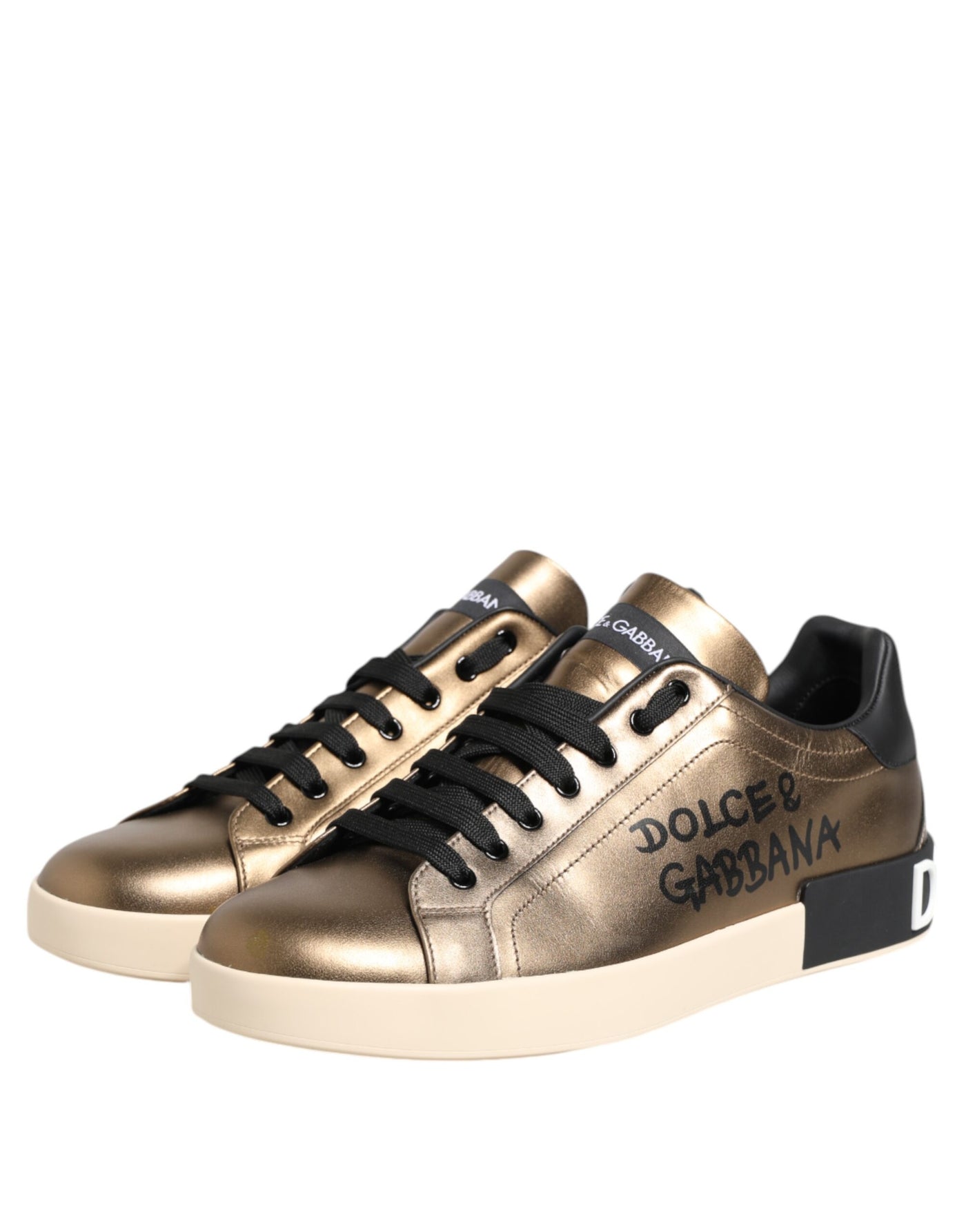 Dolce &amp; Gabbana Gold Portofino leren lage sneakers