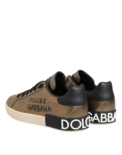 Dolce &amp; Gabbana Gold Portofino leren lage sneakers