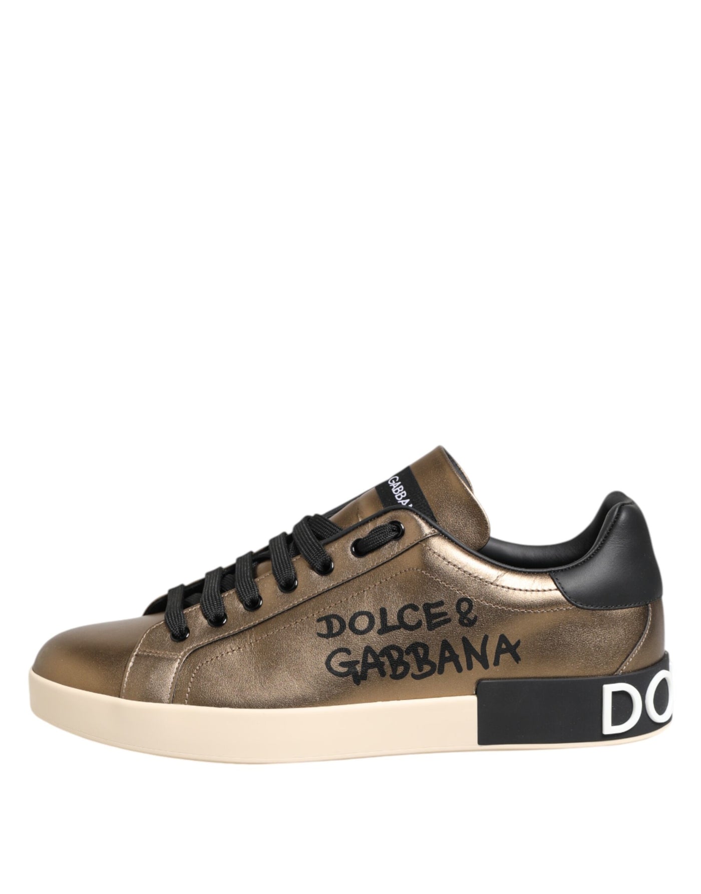 Dolce &amp; Gabbana Gold Portofino leren lage sneakers