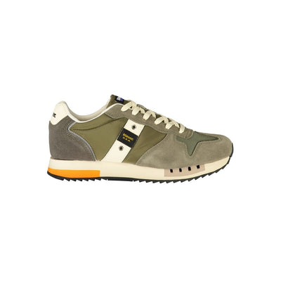 Blauer groene polyester heren sneaker