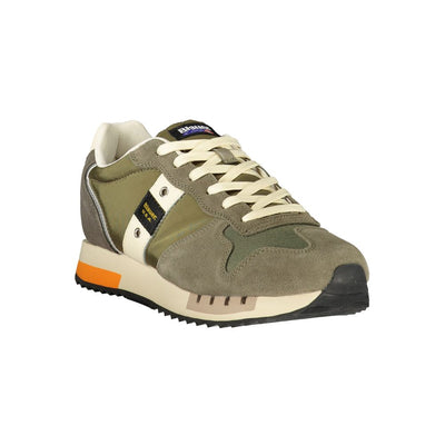 Blauer groene polyester heren sneaker