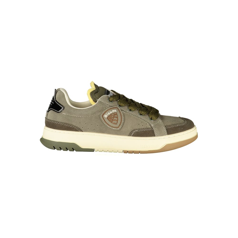 Blauer Groene Leren Heren Sneaker