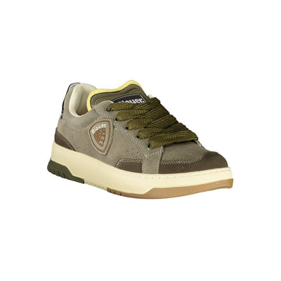Blauer Groene Leren Heren Sneaker