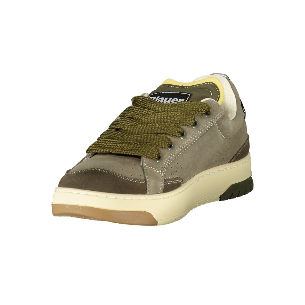 Blauer Groene Leren Heren Sneaker