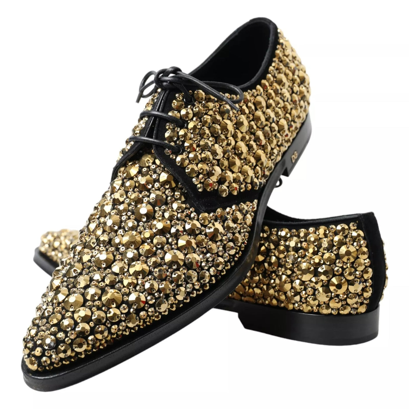 Dolce &amp; Gabbana Black Gold Versierde Derby Schoenen