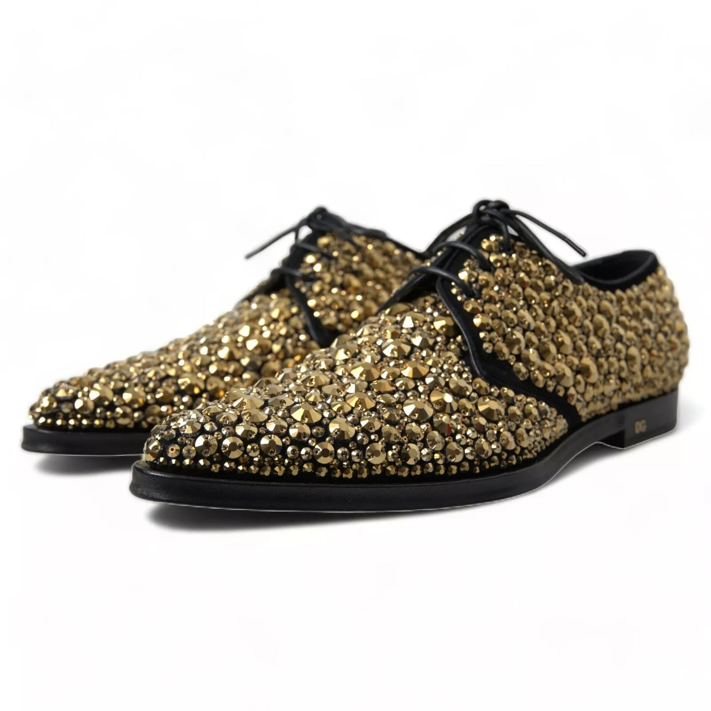 Dolce &amp; Gabbana Black Gold Versierde Derby Schoenen
