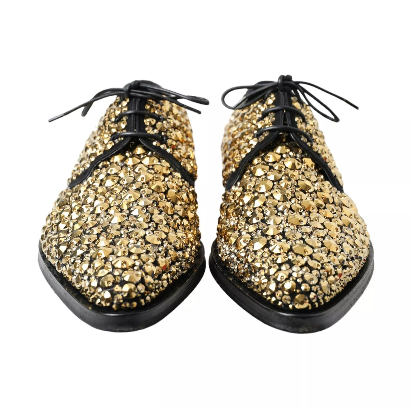 Dolce &amp; Gabbana Black Gold Versierde Derby Schoenen