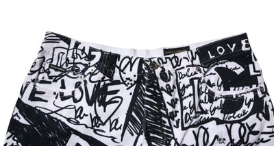 Dolce &amp; Gabbana Witte Graffiti Katoenen Heren Bermuda Denim Shorts