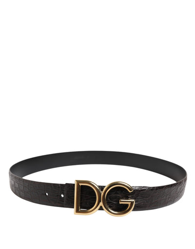 Ceinture à boucle logo DG en cuir exotique noir Dolce &amp; Gabbana