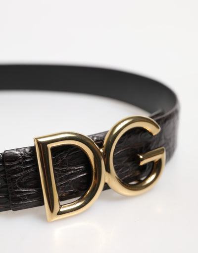 Ceinture à boucle logo DG en cuir exotique noir Dolce &amp; Gabbana