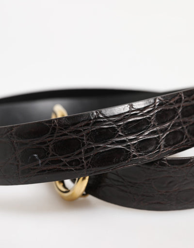 Ceinture à boucle logo DG en cuir exotique noir Dolce &amp; Gabbana
