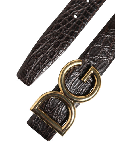 Ceinture à boucle logo DG en cuir exotique noir Dolce &amp; Gabbana