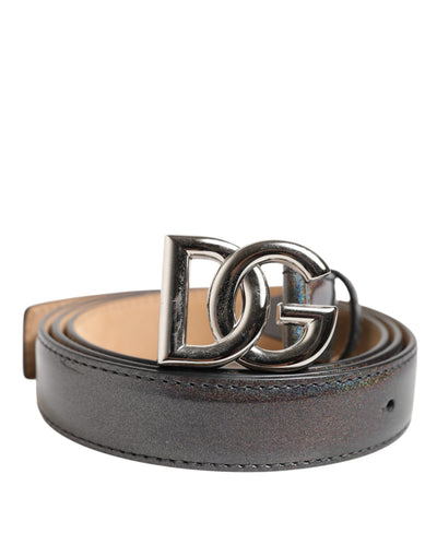 Ceinture Dolce &amp; Gabbana en cuir métallisé avec boucle logo argentée