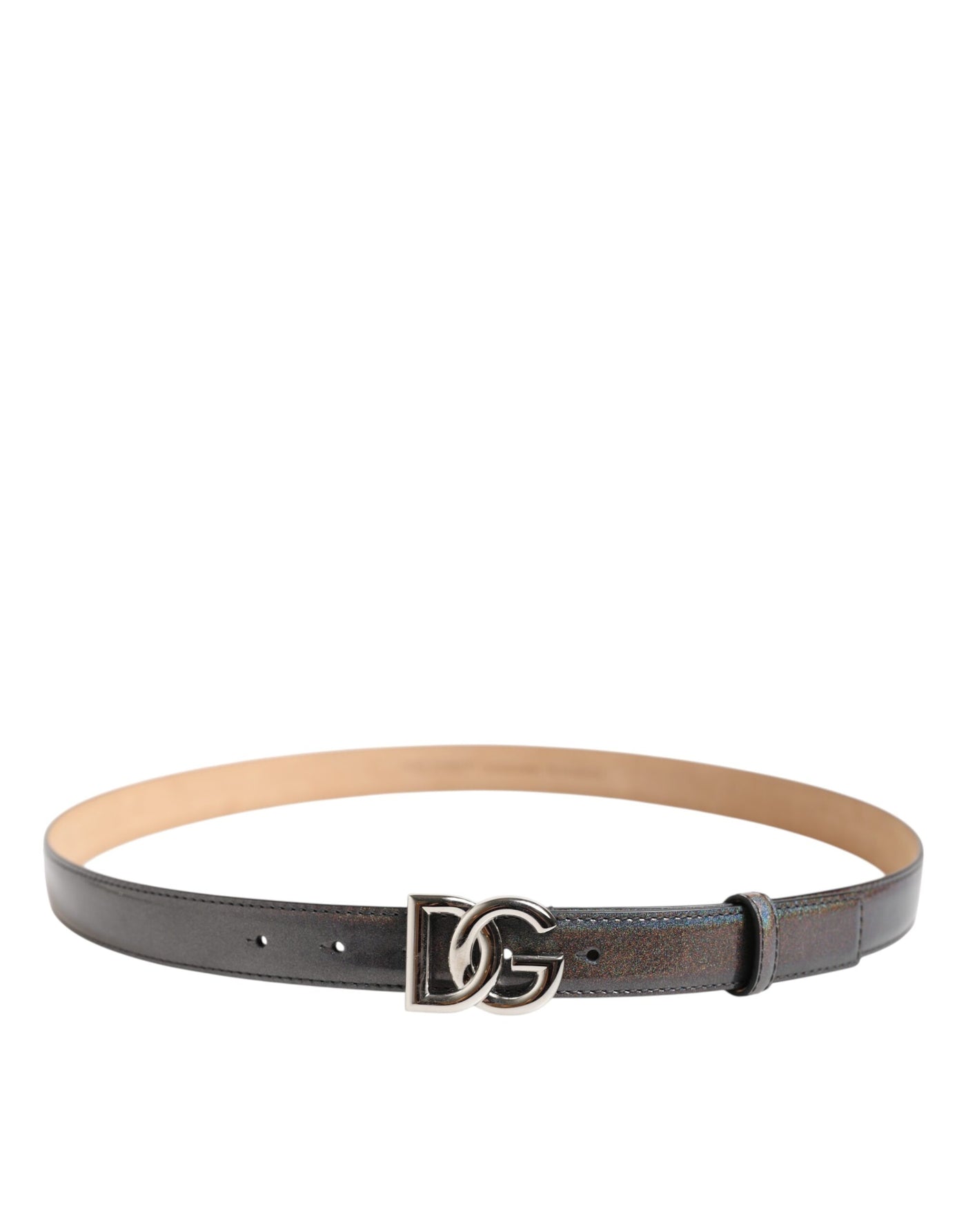 Ceinture Dolce &amp; Gabbana en cuir métallisé avec boucle logo argentée