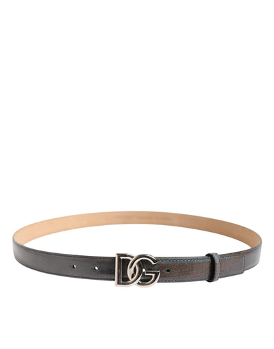 Ceinture Dolce &amp; Gabbana en cuir métallisé avec boucle logo argentée