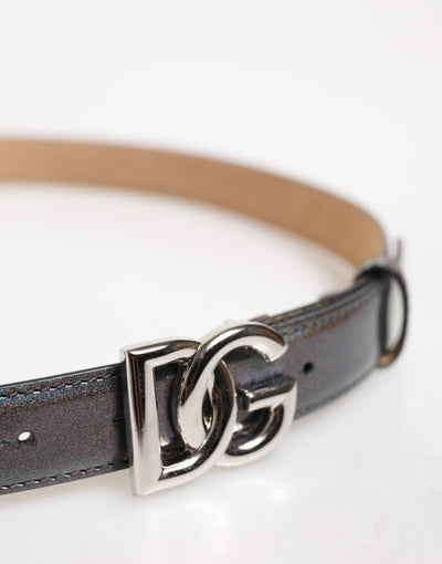 Ceinture Dolce &amp; Gabbana en cuir métallisé avec boucle logo argentée