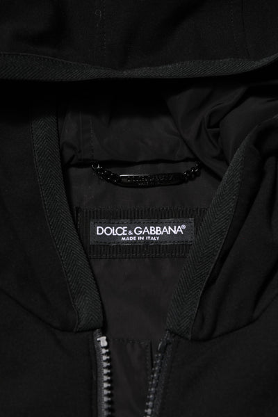 Dolce &amp; Gabbana Zwart Mouwloos Capuchon Logo Plaque Jasje