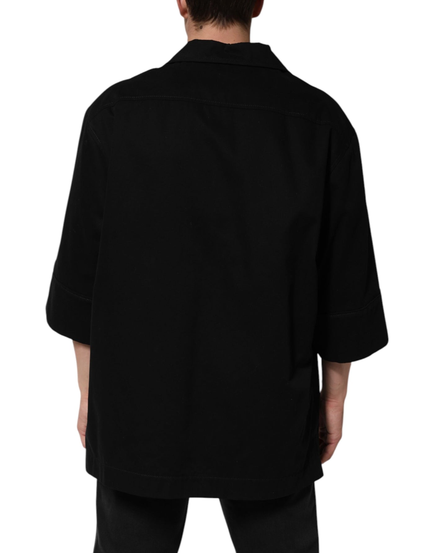 Dolce &amp; Gabbana Zwart Heren Casual Overhemd met Korte Mouwen en Knoopsluiting