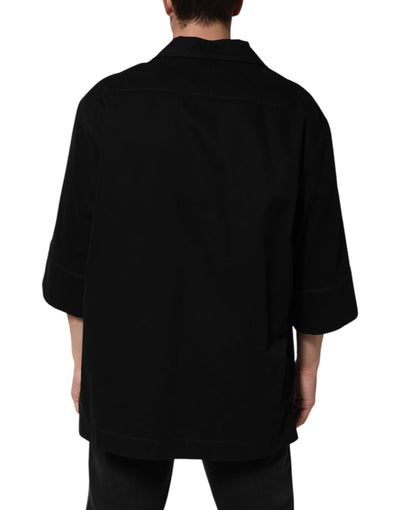 Dolce &amp; Gabbana Zwart Heren Casual Overhemd met Korte Mouwen en Knoopsluiting